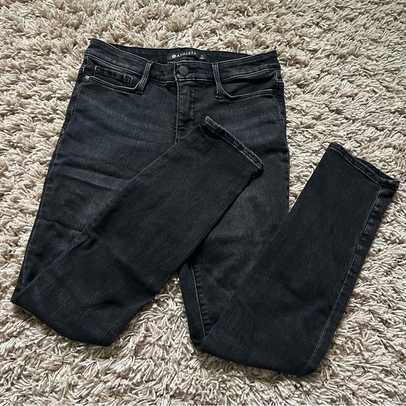 🩷ATHLETA SCULPTEK BLACK SKINNY JEANS SIZE 4 CARBON WASH TREND CAPSULE WARDROBE - Picture 2 of 9